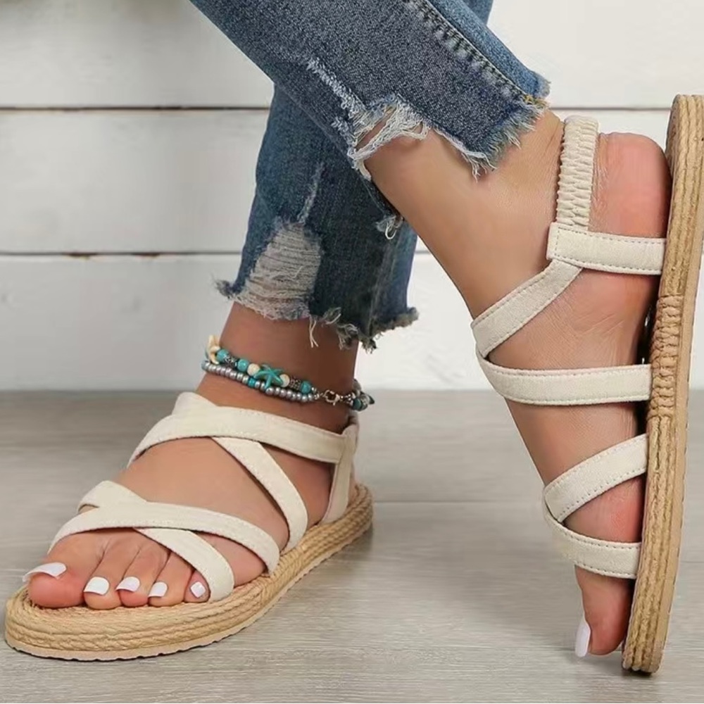 Cross Strap Flat Sandals